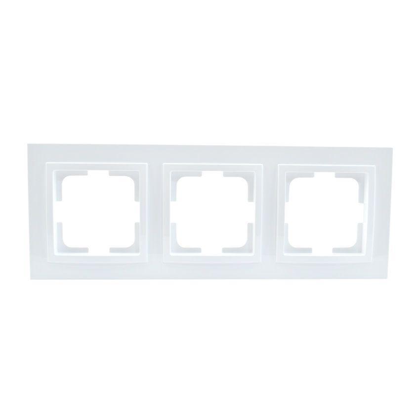 Рамка для розетки 3-місна, горизонтальна, вертикальна, біла, три пости Mono Electric, DESPINA, фото 1
