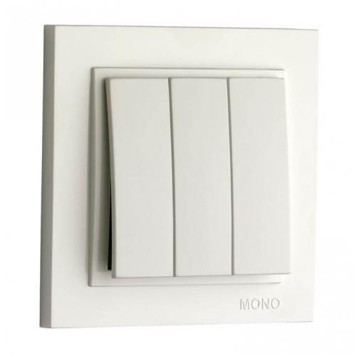 Вимикач трьохклавішний білий Mono Electric DESPINA, фото 1