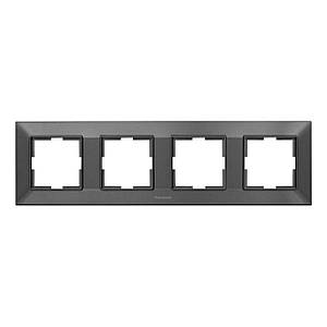 Рамка для розетки Panasonic Arkedia Slim горизонтальна чотири пости димчаста (сіра)