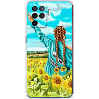 Чохол Силіконовий з Картинкою на OPPO Reno 5 Lite (Патріотичний, Дівчинка Українка)