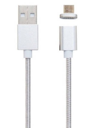 USB кабель магнітний Clip-On Micro 1m сріблястий, фото 2