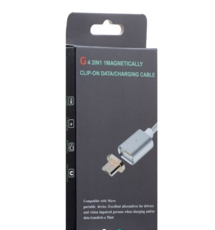 USB кабель магнітний Clip-On Micro 1m сріблястий