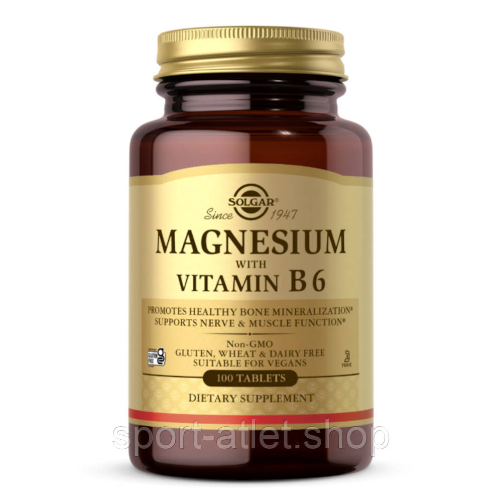 Вітаміни та мінерали Solgar Magnesium with Vitamin B6, 100 таблеток