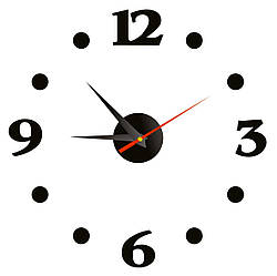 Настінний годинник із дзеркальним 3D ефектом "Point" - незвичайний настінний 3Д годинник стікери, 38х38см