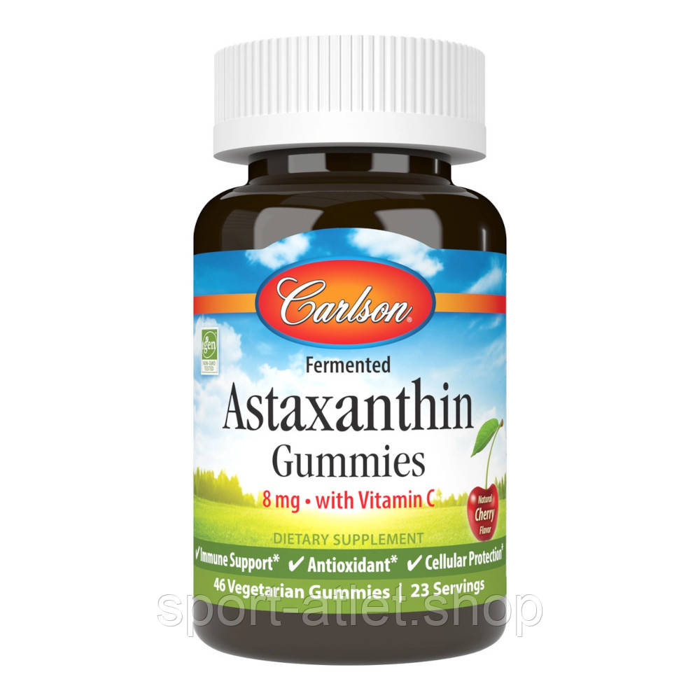 Натуральна добавка Carlson Labs Astaxanthin Gummies, 46 жувальних таблеток Вишня, фото 1