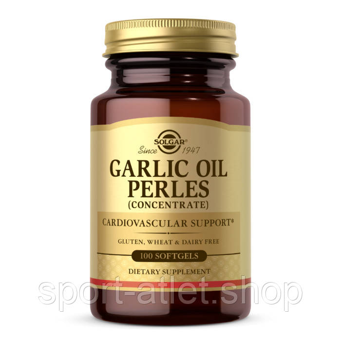Натуральна добавка Solgar Garlic Oil Perles (Concentrate), 100 капсул, фото 1