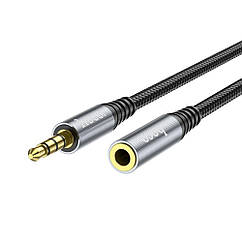 DR AUX кабель Hoco UPA20 подовжувач Jack 3.5 to Jack 3.5 (F) 2m сріблястий
