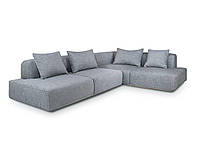 Серый угловой диван подиум MeBelle CHENNAI 3,1 х 2,3 м современный дизайнерский в гостиную, велюр, рогожка