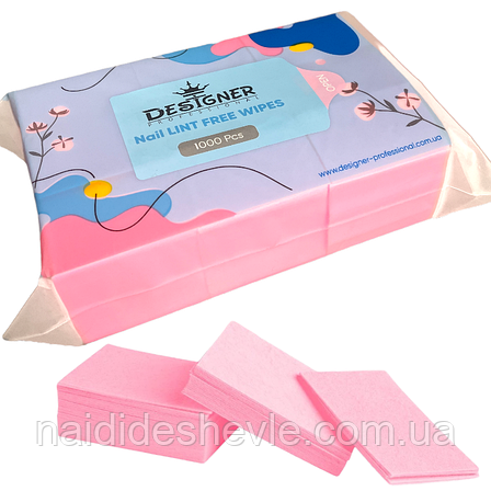 Безворсові одноразові серветки Дизайнер/ кольорові, 1000 шт в упаковці Рожевий, фото 2