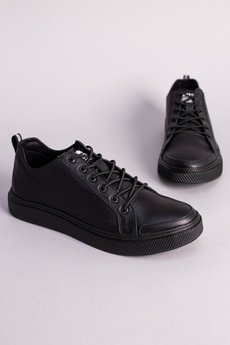 Кеди чоловічі ShoesBand Чорні натуральні шкіряні на високій платформі 40 (26,5 см) (S68041)