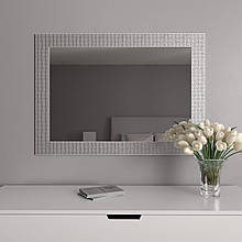 Дзеркало в широкій рамі | на стіну 76х106 | Срібне Black Mirror у спальню | ванну кімнату