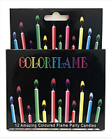 Свічі для торта з кольоровими вогниками (12 штук)