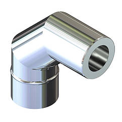 Коліно 90° для димаря ø 250/320 н/н 1 мм ЗІГ 304 сталь