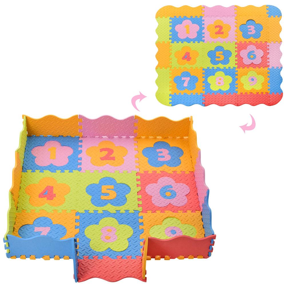 Килимок Мозаїка M 6097 (8 шт.) EVA, підлоговий.покрит, 1тектура,пазли,цифри,9де,31-31см, панчохи,61-32-8 см, фото 1