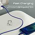 Кабель Promate PowerLine-Ai120 USB to Lightning MFi 2.4A 1.2 м Blue (powerline-ai120.blue), фото 3