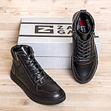 Чоловічі чорні зимові кросівки ZG Black Exclusive New, зимові чоловічі кросівки зі шкіри, кросівки на хутрі, фото 10