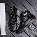 Чоловічі чорні зимові кросівки ZG Black Exclusive New, зимові чоловічі кросівки зі шкіри, кросівки на хутрі, фото 7