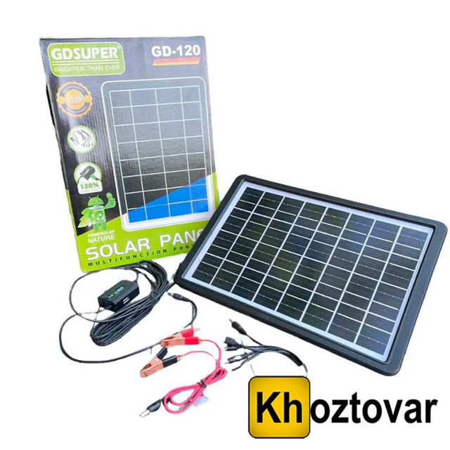 Сонячна панель GDSuper GD-120 15Вт | Сонячна зарядка з USB Solar Panel
