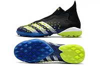 Сороконіжки Adidas Predator Freak + TF з носком стоноги адідас предатор фрік шиповки для футболу сині чорні 2022 бампи