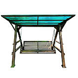 Дерев'яна садова/дачна гойдалка "Чунга-Чанга", (с плоким дахом, з пластиковим шифером) - колір горіх, фото 3