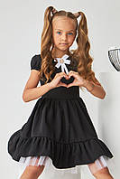 Сукня шкільна для дівчинки Чорна 116-140 р. Ошатне шкільне плаття Шкільне плаття