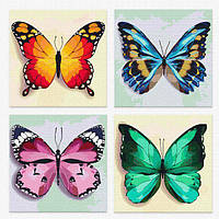 Набор для росписи по номерам полиптих Весенние бабочки 25х25 (KNP021)