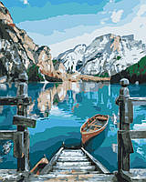 Картина по номерам Лодка у озера Брайес Пейзаж природа горы 40х50см Картины по номерам Brushme BS29450