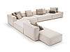 Кутовий диван великий модульний MeBelle ELLENKA-XL 4,2 х 4,1 м у вітальню, молочний бежевий велюр, рогожка, фото 4