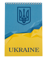 Блокнот на пружині зверху UKRAINE, А-5, 48арк., клітинка, картонна обкладинка, Блакитний BM.24545104-14