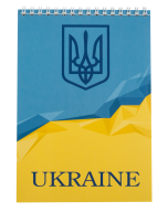 Блокнот на пружине сверху UKRAINE, А-5, 48л., клетка, картонная обложка,голубой BM.24545104-14