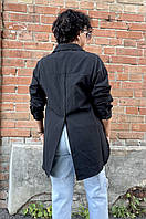 Блузка Рубашка туника женская оверсайз чёрная сзади застёжка