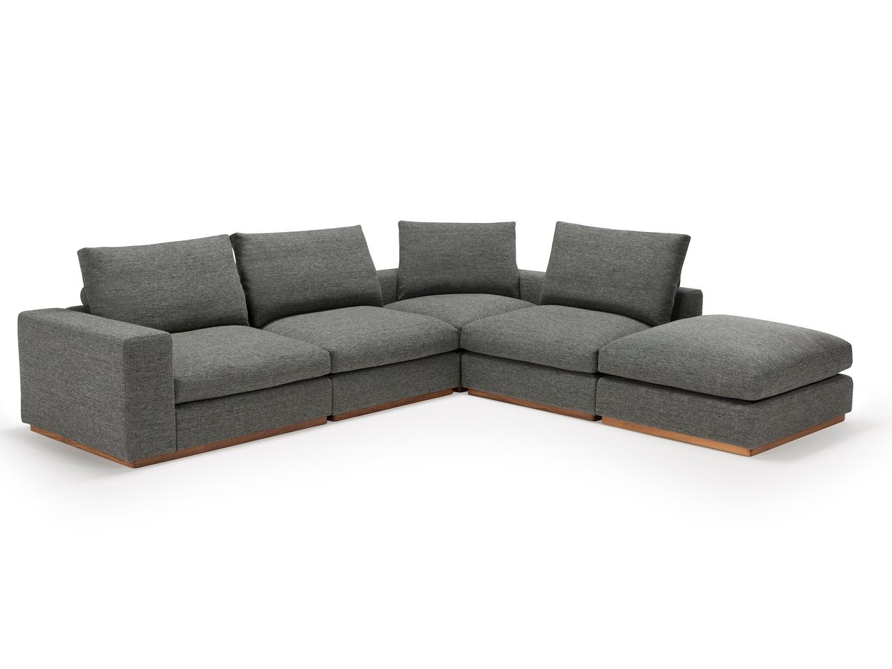 М'який кутовий диван у вітальню MeBelle FARRIA-L 3,3 х 3 м дизайнерський, сірий велюр рогожка