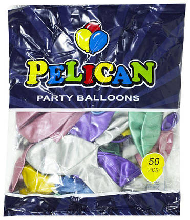 Кульки повітряні Pelican 12' (30 см) хром асорті 50шт/уп 822688 KNZ, фото 1