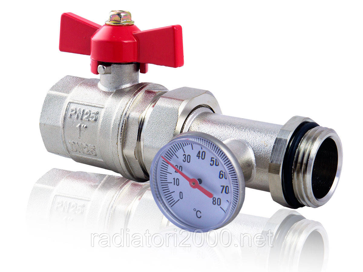 Кран американка FADO 1" прямий із термометром