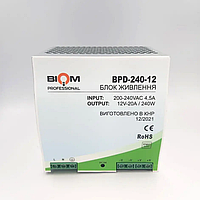Блок питания LED Biom на DIN-рейку TH35/ЕС35 240W 20A 12V IP20 BPD-240-12