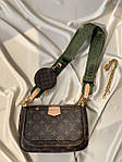 Жіноча мінісумка клатч "3 в одній" LV Multi Pochette Brown/Khaki (коричнева) AS013 модна стильна top, фото 8