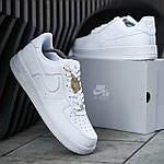 Чоловічі кросівки Nike Air Force (білі) низькі стильні кросівки 1259 Найк топ, фото 6