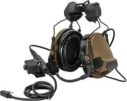 Активні навушники з кріпленнями на шолом ARC з адаптером K-plug PTT