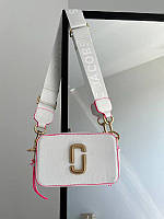 Женская сумка клатч Marc Jacobs LOGO White/pink (белая) BONO00040 маленькая сумочка с эмблемой Марс Якобс топ