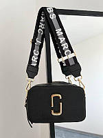 Женская сумка клатч Marc Jacobs black /gold LOGO (черная) BONO000060 маленькая сумочка с эмблемой Марс Якобс