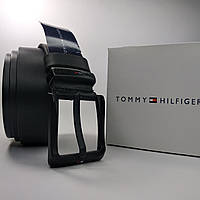 Мужской черный кожаный ремень Tommy Hilfiger / Томми Хилфигер