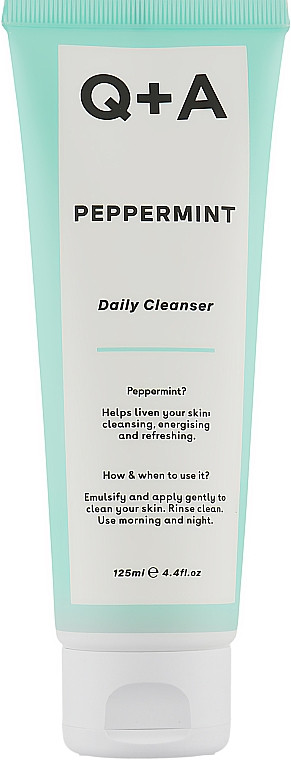 Очищуючий та заспокійливий гель для вмивання з м'ятою Q+A Peppermint Daily Cleanser (125 ml)