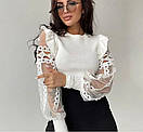 Ошатна жіноча блузка кофточка з мереживними рукавами "Nicole", фото 5
