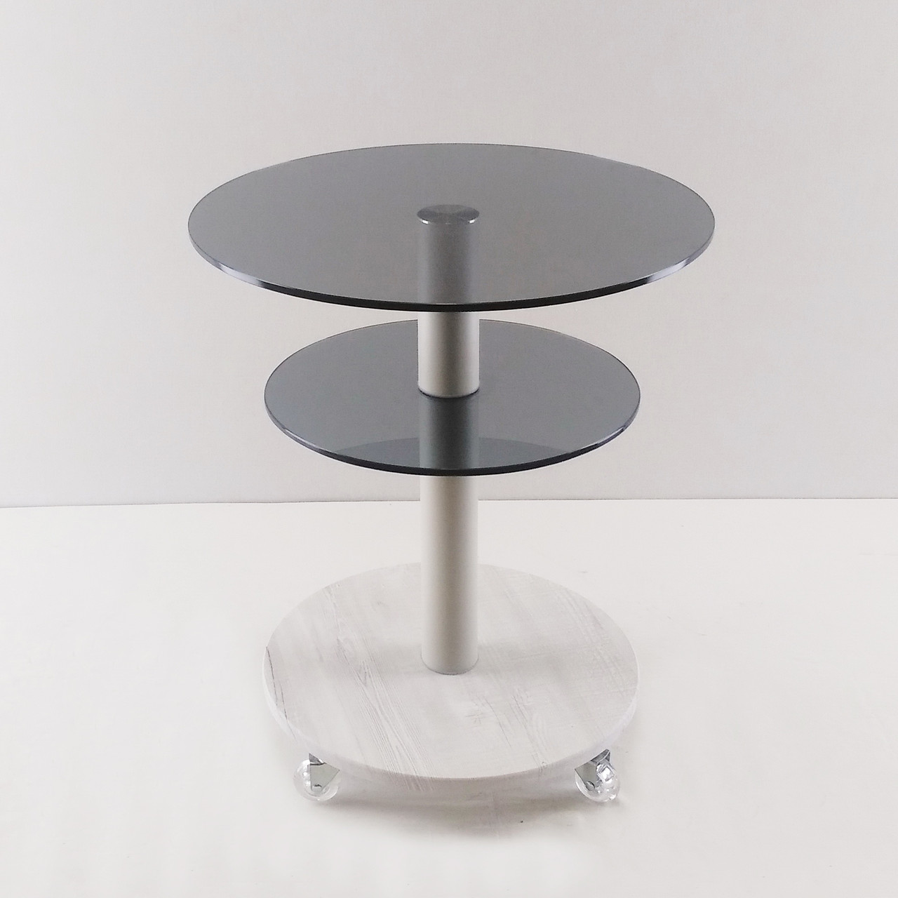 Скляний стіл круглий Commus Bravo Light425 K gray-sosnak-bgs60