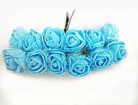 Букетик роз из фоамирана 12 шт цвет голубой