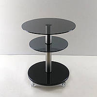 Скляний журнальний стіл круглий Commus Bravo Light425 K gray-black-nks60