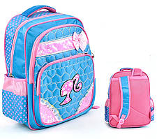 Рюкзак у школу для дівчинки блакитного кольору, м'яка спинка