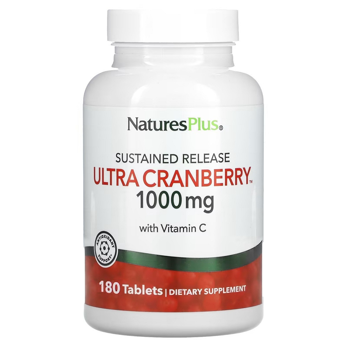 Ультра Журавлина 1000 мг, з уповільненим вивільненням, Ultra Cranberry, Natures Plus, 180 таблеток - фото 1 - id-p1423542953