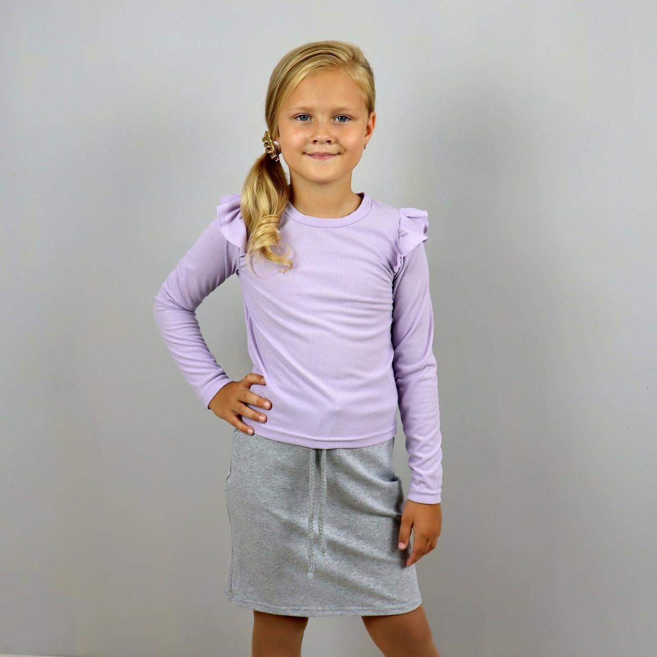 1058сир Сіреневий лонгслив для дівчинки, рубчик тм BosKids розмір 110 см