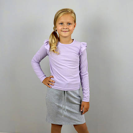1058сир Сіреневий лонгслив для дівчинки, рубчик тм BosKids розмір 110 см, фото 1